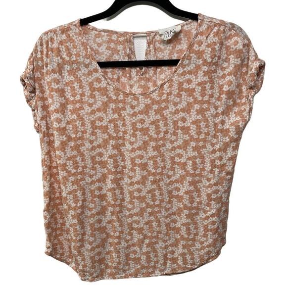 Olive and Oak Tops - Olive And‎ Oak Curved Short Sleeve Ditsy Floral Printed Top Brown Womens Size S